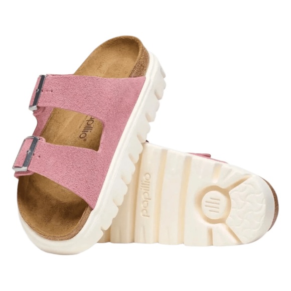 BIRKENSTOCK PAPILLIO ARIZONA CHUNKY CANDY PINK SUEDE SANDALS 39 8 - Picture 3 of 12